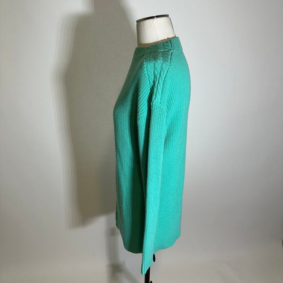 Talbots Cableknit Lambswool Blend Sweater Teal Green Mockneck Womens Size Small - Picture 5 of 9